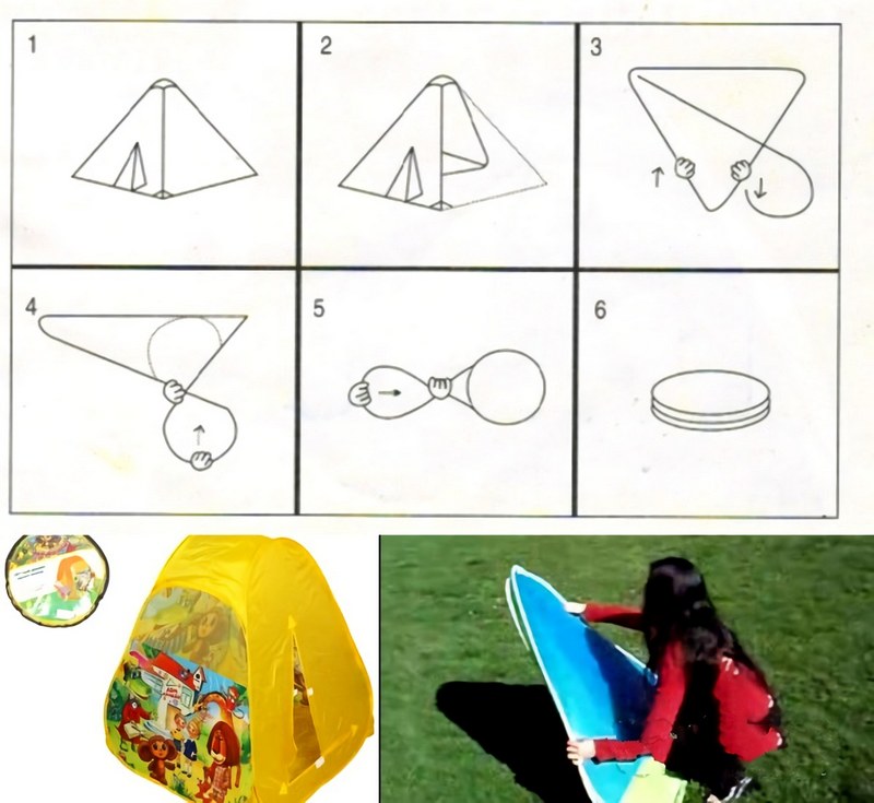 Как сложить палатку в круглый чехол схема детская